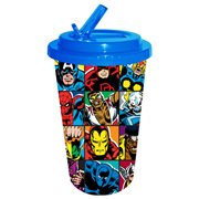 Marvel Heroes Grid Plastic Flip Straw Cold Cup